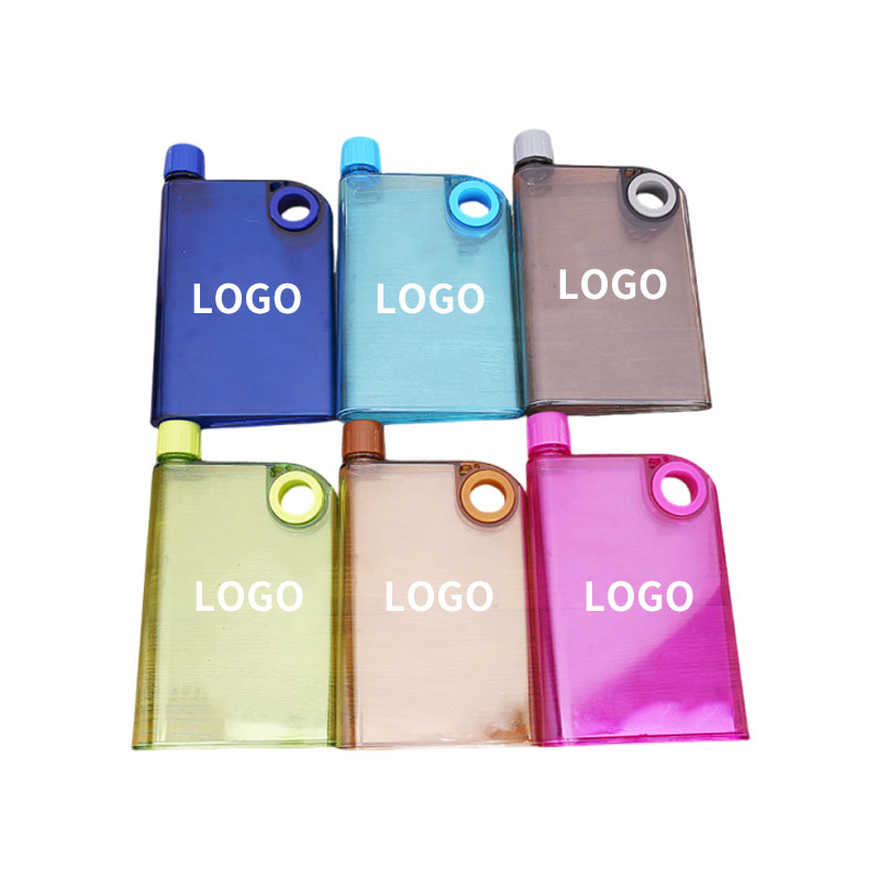 Creative A5 Transparent Notebook Water Bottle -- Slim Portable Flat Design, Eco-Friendly PS Material, 12.8oz