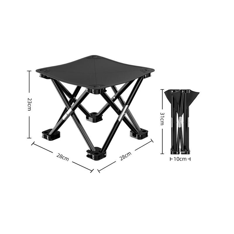 Portable Folding Camping Stool With Convenient Side Pocket, Lightweight Aluminum Outdoor Stool with Oxford Fabric Seat