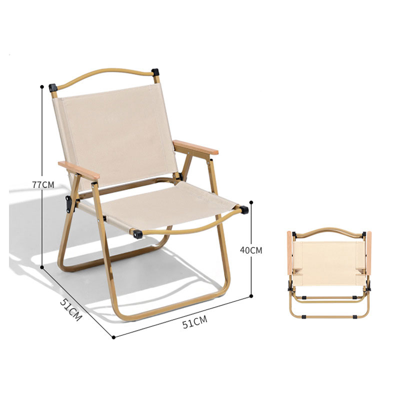 Portable Kermit Style Folding Camping Chair with Beechwood Frame & Canvas Seat - Retro Wooden Chair for Camping, Beach & Patio
