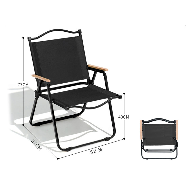 Portable Kermit Style Folding Camping Chair with Beechwood Frame & Canvas Seat - Retro Wooden Chair for Camping, Beach & Patio