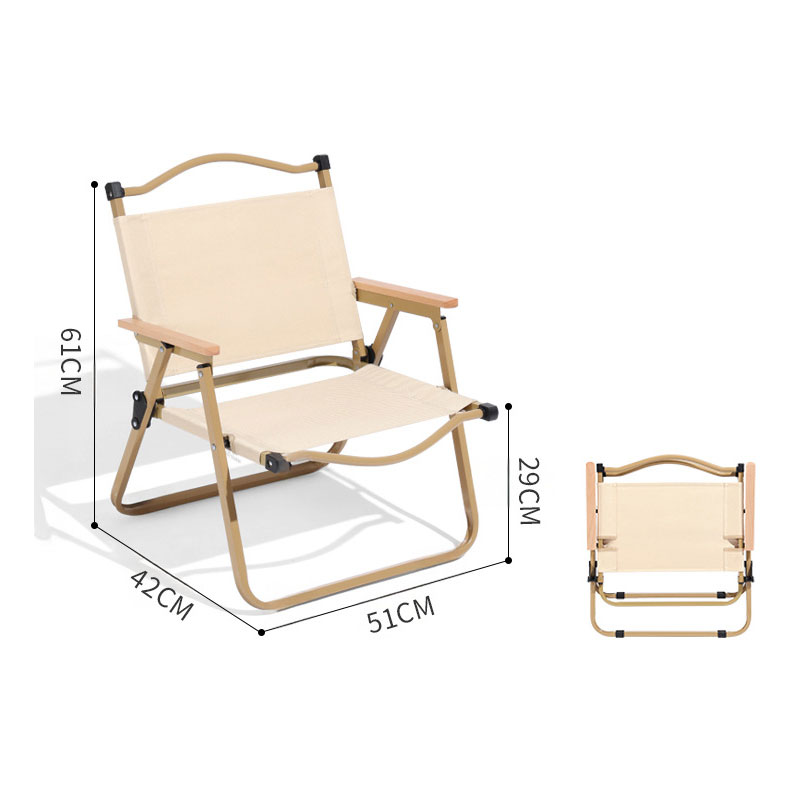 Portable Kermit Style Folding Camping Chair with Beechwood Frame & Canvas Seat - Retro Wooden Chair for Camping, Beach & Patio