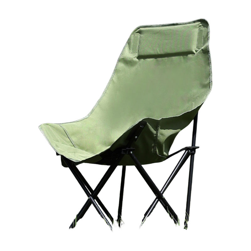 Deluxe Folding Moon Chair with Side Pocket - Ergonomic Padded Club Chair, Durable 600D Oxford Fabric, Portable Steel Frame