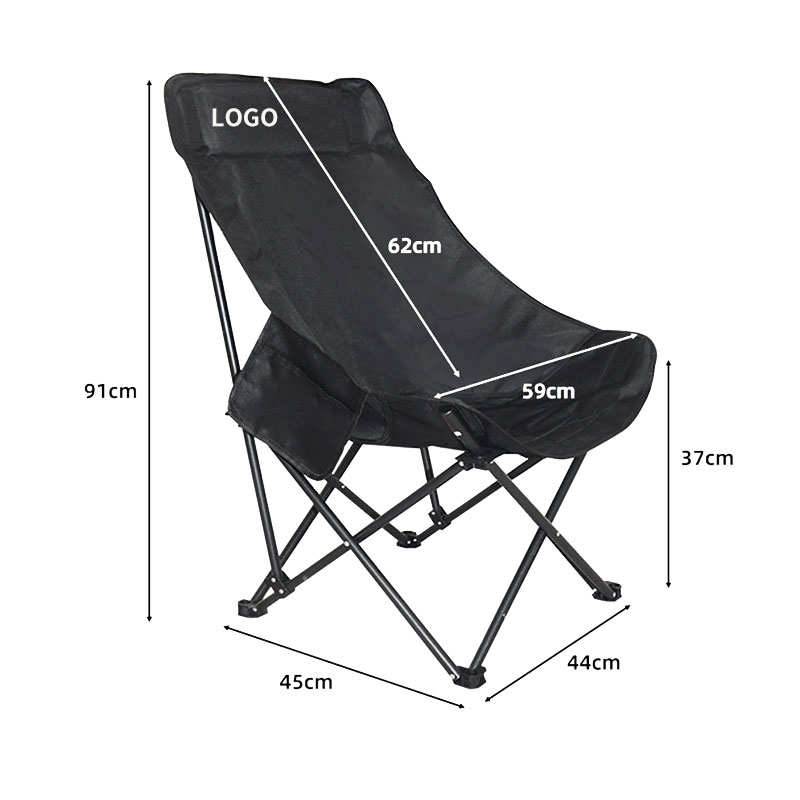 Deluxe Folding Moon Chair with Side Pocket - Ergonomic Padded Club Chair, Durable 600D Oxford Fabric, Portable Steel Frame
