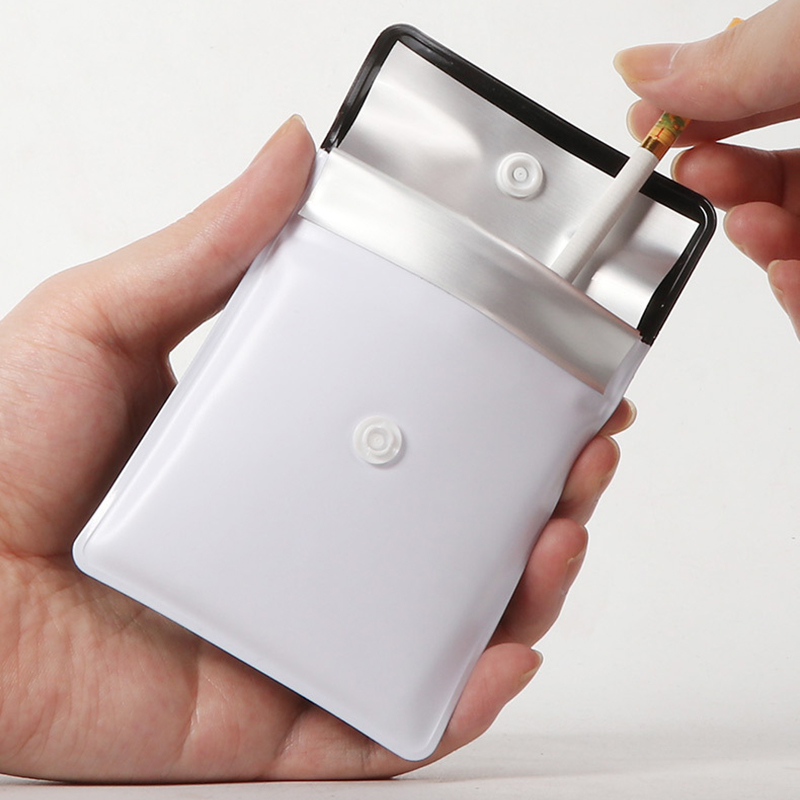 Fireproof Pocket Ashtray with Button Closure, Portable Leakproof Cigarette Butt Holder for Outdoor, Travel, Camping & Car Use