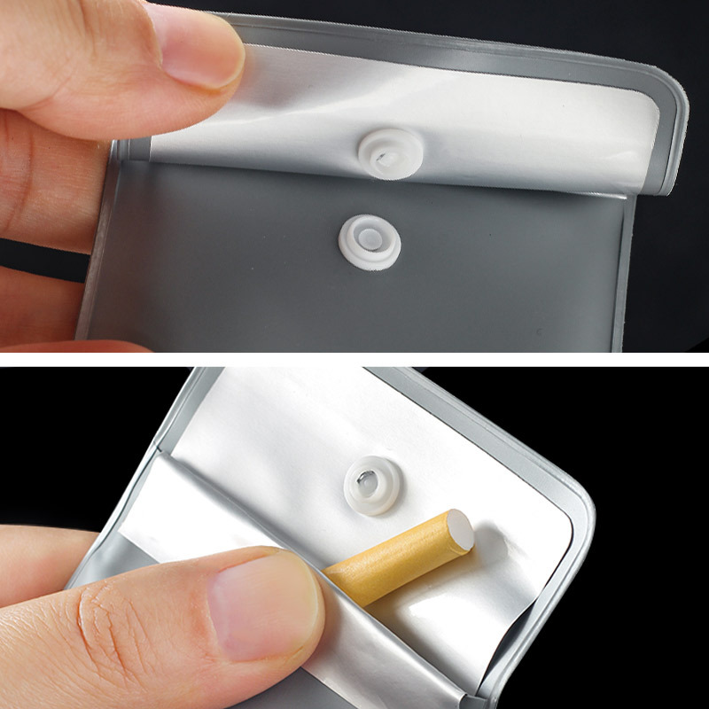 Fireproof Pocket Ashtray with Button Closure, Portable Leakproof Cigarette Butt Holder for Outdoor, Travel, Camping & Car Use