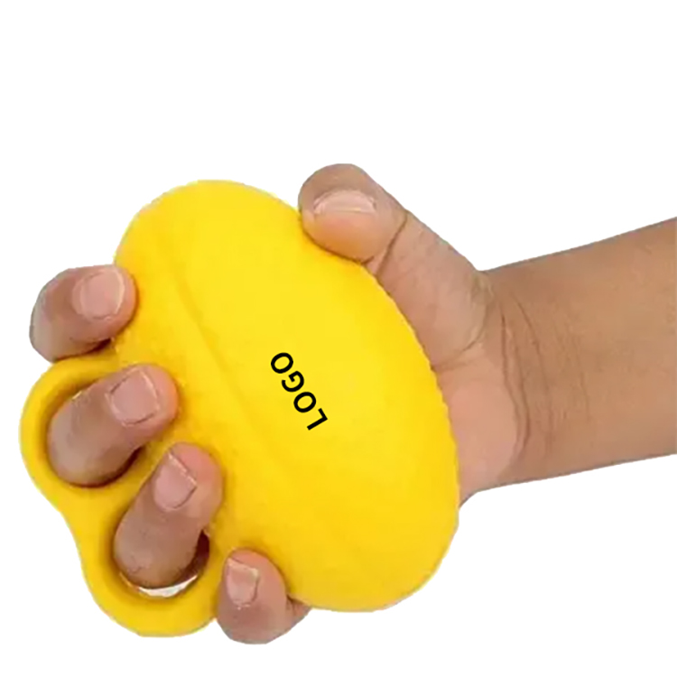 Finger Loop Stress Relief Ball Hand Grip Strengthener, Textured Elastic Squeeze Massage Ball