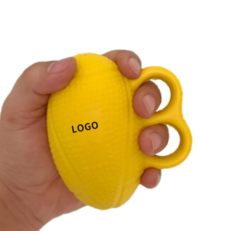 Finger Loop Stress Relief Ball Hand Grip Strengthener, Textured Elastic Squeeze Massage Ball