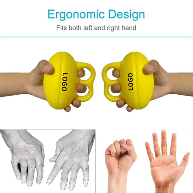 Finger Loop Stress Relief Ball Hand Grip Strengthener, Textured Elastic Squeeze Massage Ball