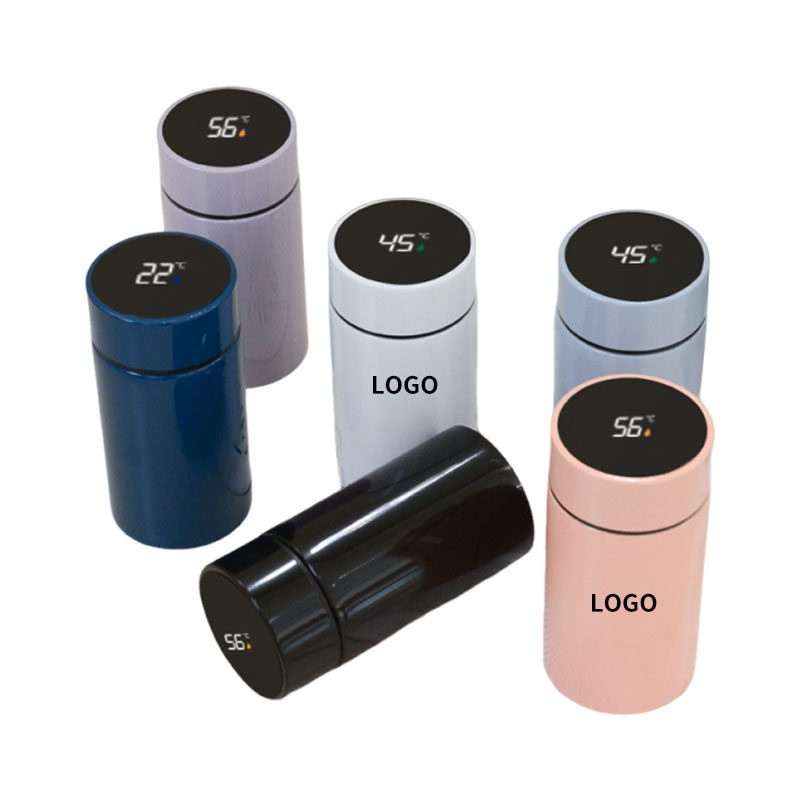 6.8 oz Mini Smart Water Bottle with Touch Temperature Display Lid, Portable Stainless Steel Insulated Bottle