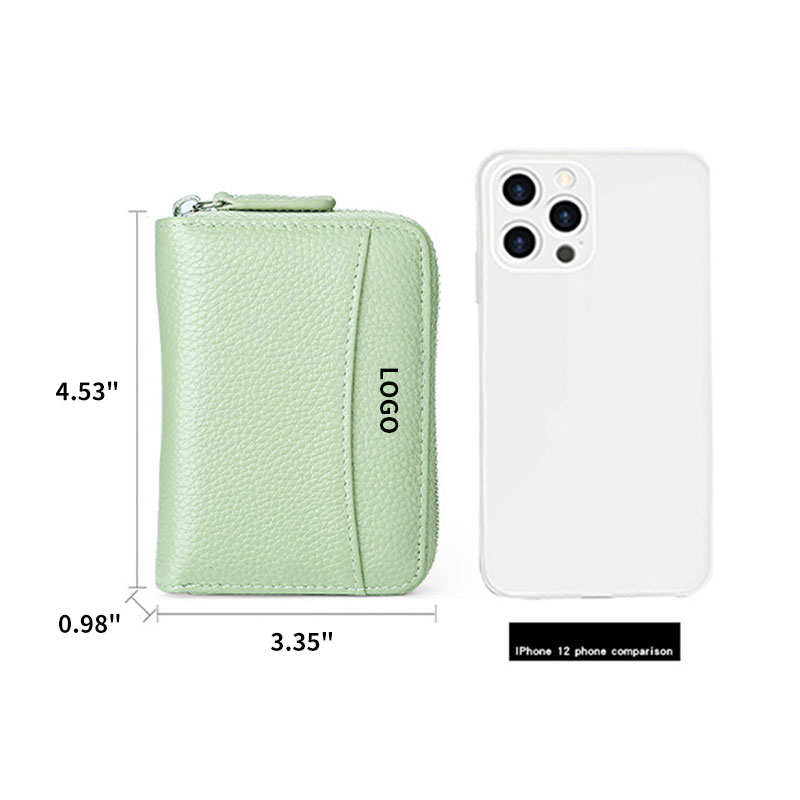 RFID anti theft brush cowhide zipper wallet
