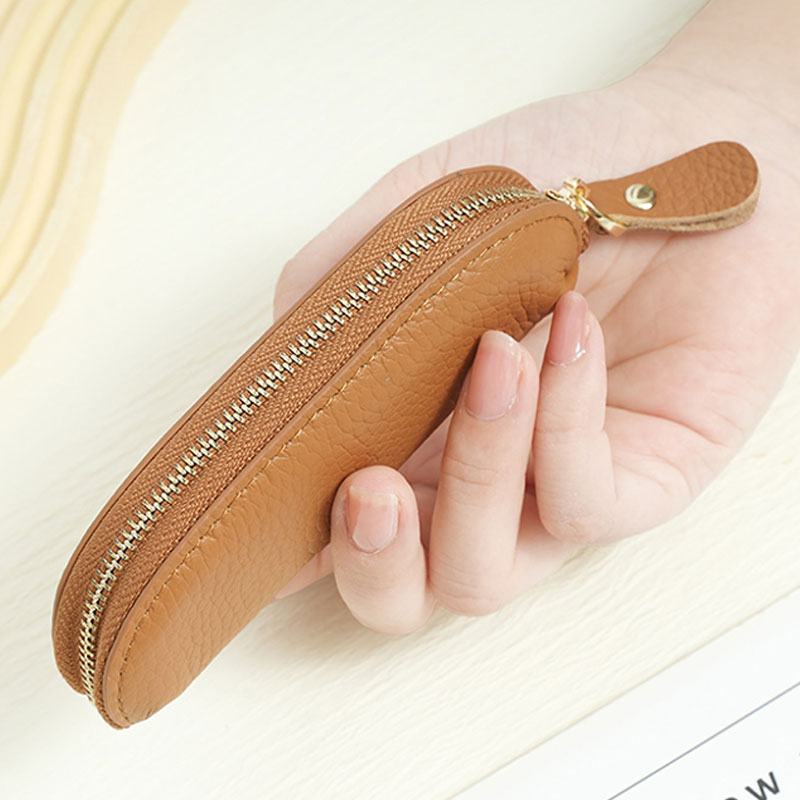 Mini Genuine Leather Loose Change Zipper Bag