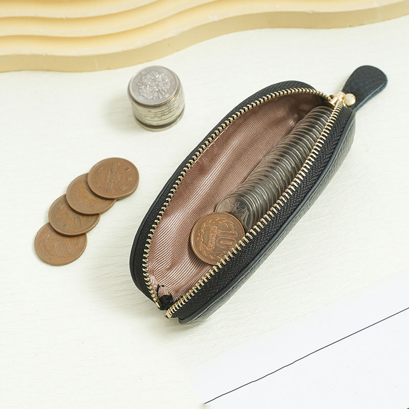 Mini Genuine Leather Loose Change Zipper Bag