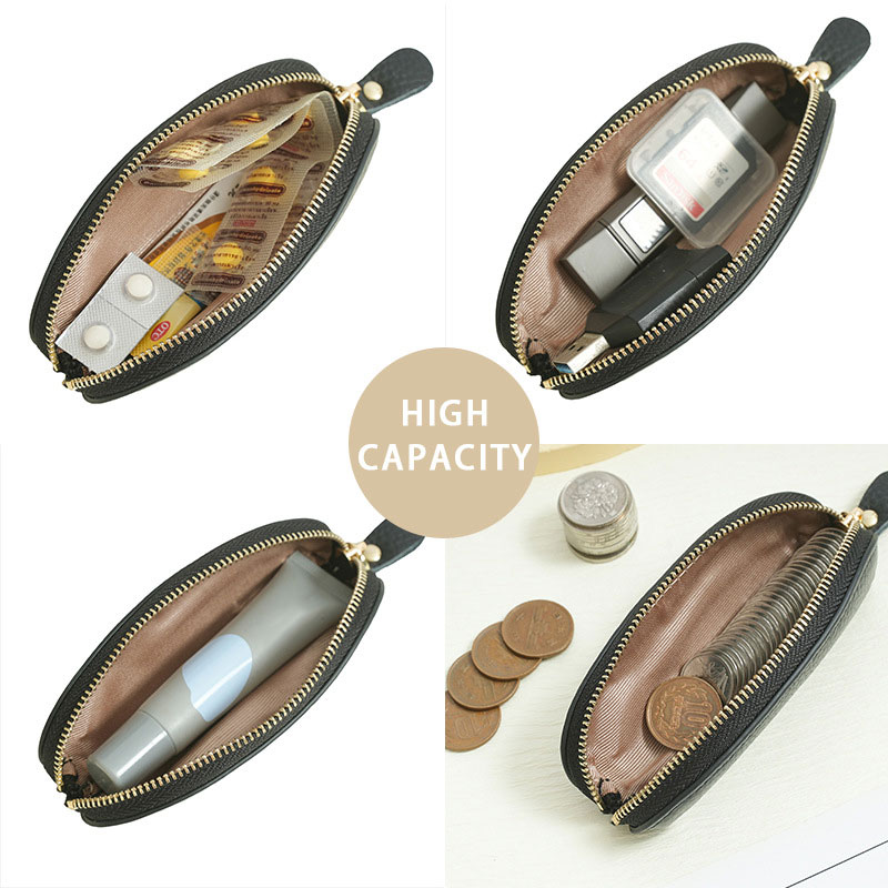 Mini Genuine Leather Loose Change Zipper Bag