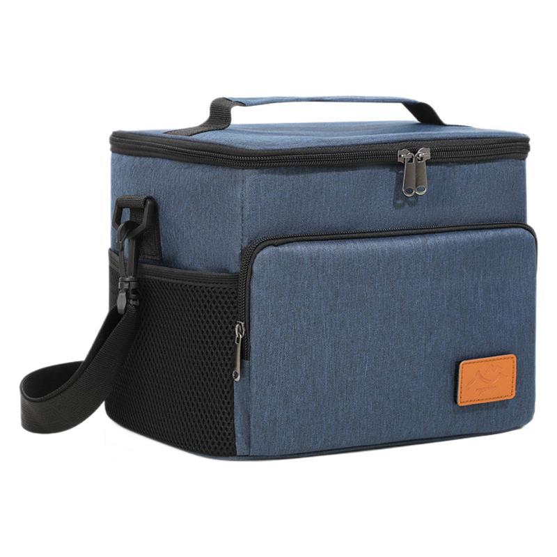 Large Capacity Oxford Picnic Cooler Bag w/ PEVA Insulated Lining, Front Zipper Pocket, Side Mesh Pocket, Adjustable Shoulder Strap