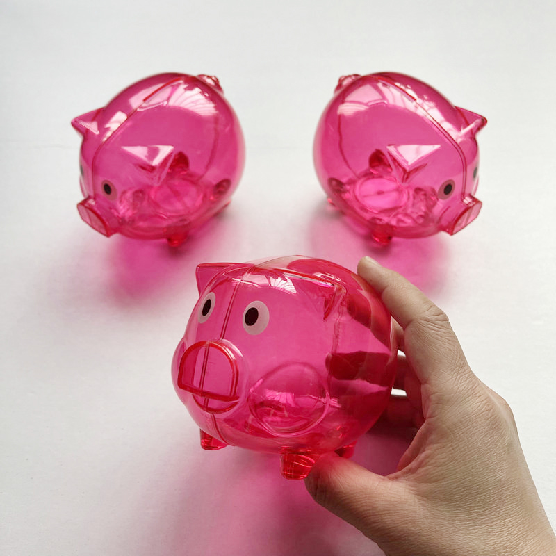 Transparent Plastic Piggy Bank Coin Savings Bank with Clear Visible Design