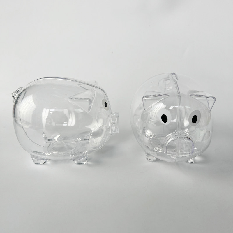 Transparent Plastic Piggy Bank Coin Savings Bank with Clear Visible Design
