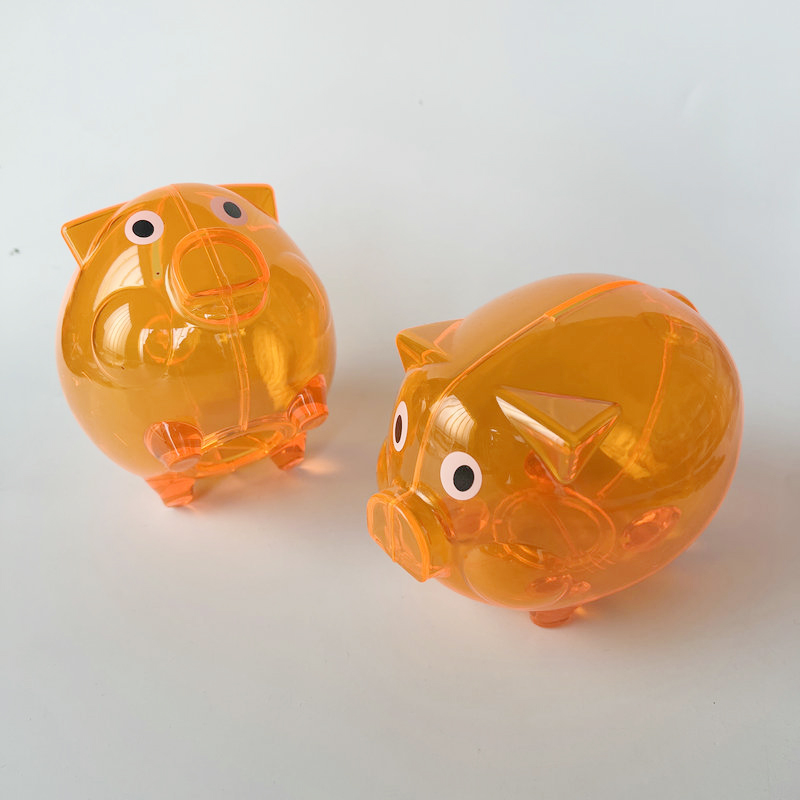 Transparent Plastic Piggy Bank Coin Savings Bank with Clear Visible Design