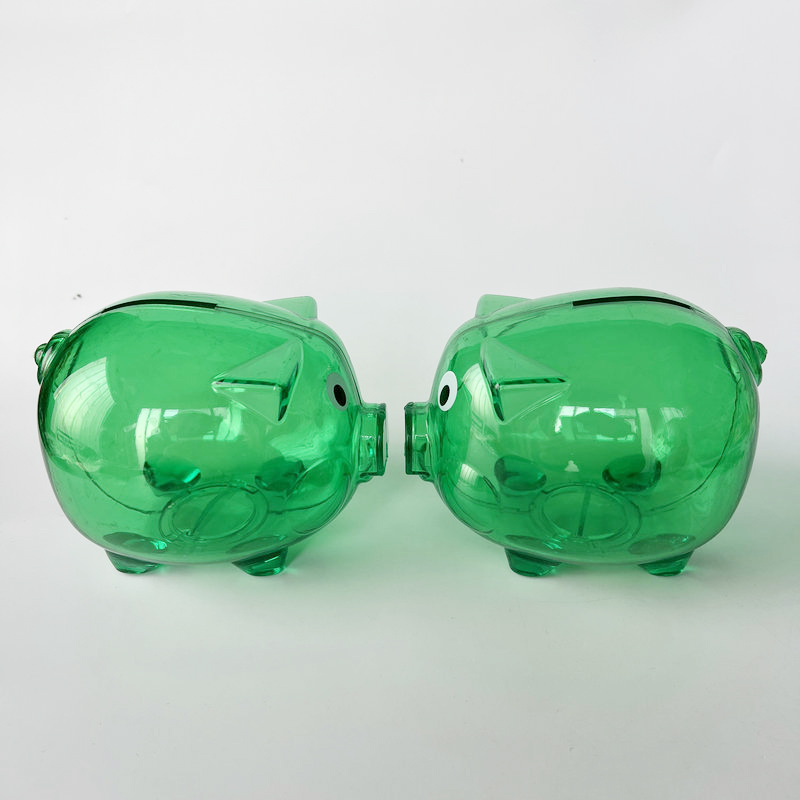 Transparent Plastic Piggy Bank Coin Savings Bank with Clear Visible Design