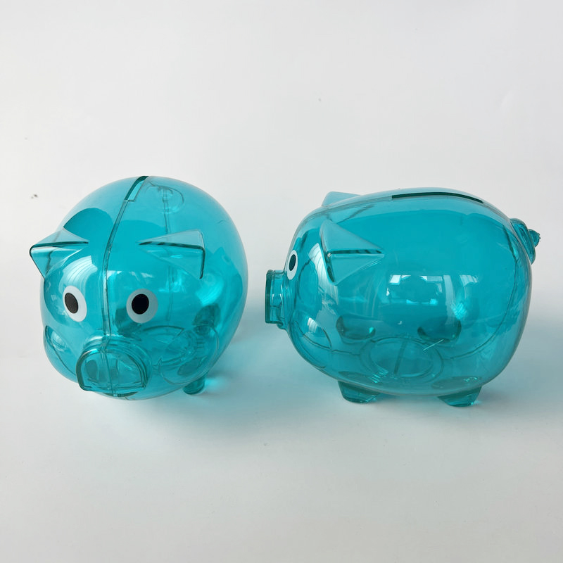 Transparent Plastic Piggy Bank Coin Savings Bank with Clear Visible Design