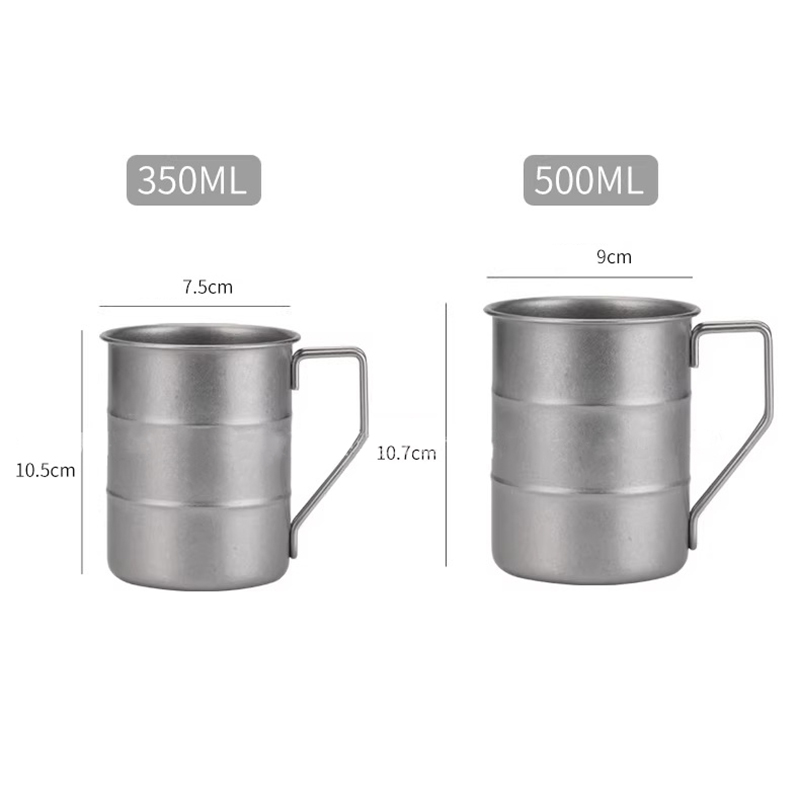 12oz/17oz Vintage Stainless Steel Camping Mug with Carry Handle, Bamboo-Joint Design Coffee Cup for Camping, Hiking, Travel