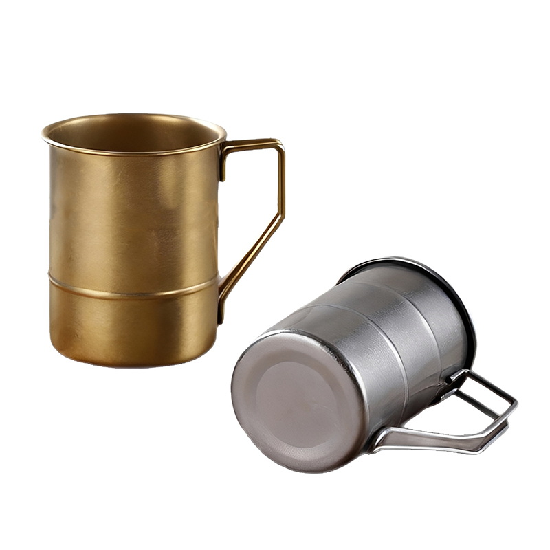 12oz/17oz Vintage Stainless Steel Camping Mug with Carry Handle, Bamboo-Joint Design Coffee Cup for Camping, Hiking, Travel