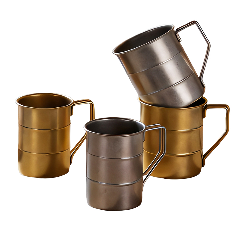12oz/17oz Vintage Stainless Steel Camping Mug with Carry Handle, Bamboo-Joint Design Coffee Cup for Camping, Hiking, Travel