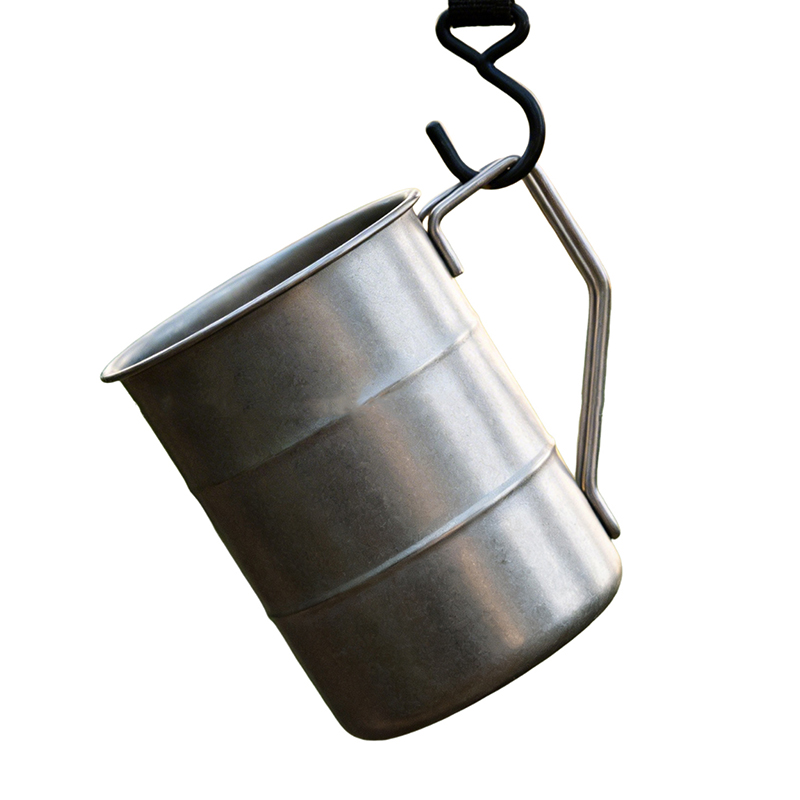 12oz/17oz Vintage Stainless Steel Camping Mug with Carry Handle, Bamboo-Joint Design Coffee Cup for Camping, Hiking, Travel