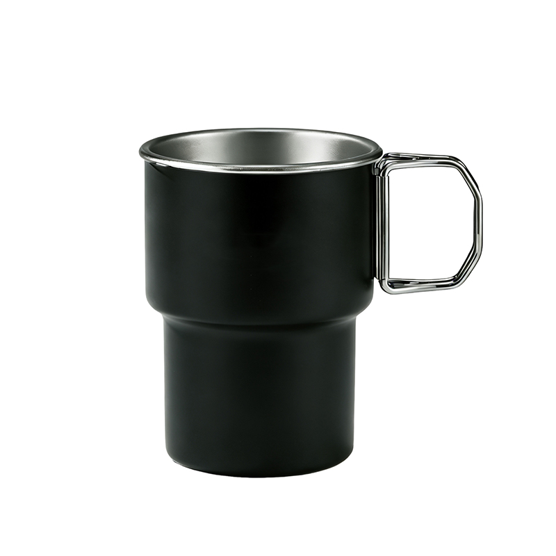16 Oz Stainless Steel Outdoor Camping Mug with Wooden Heat-resistant Sleeve, Foldable Handle, Lid and Straw