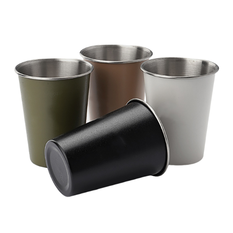 12oz 304 Stainless Steel Stackable Drinking Cup, Reusable Single-Wall Metal Camping Mug with Rolled Rim and Painted Exterior