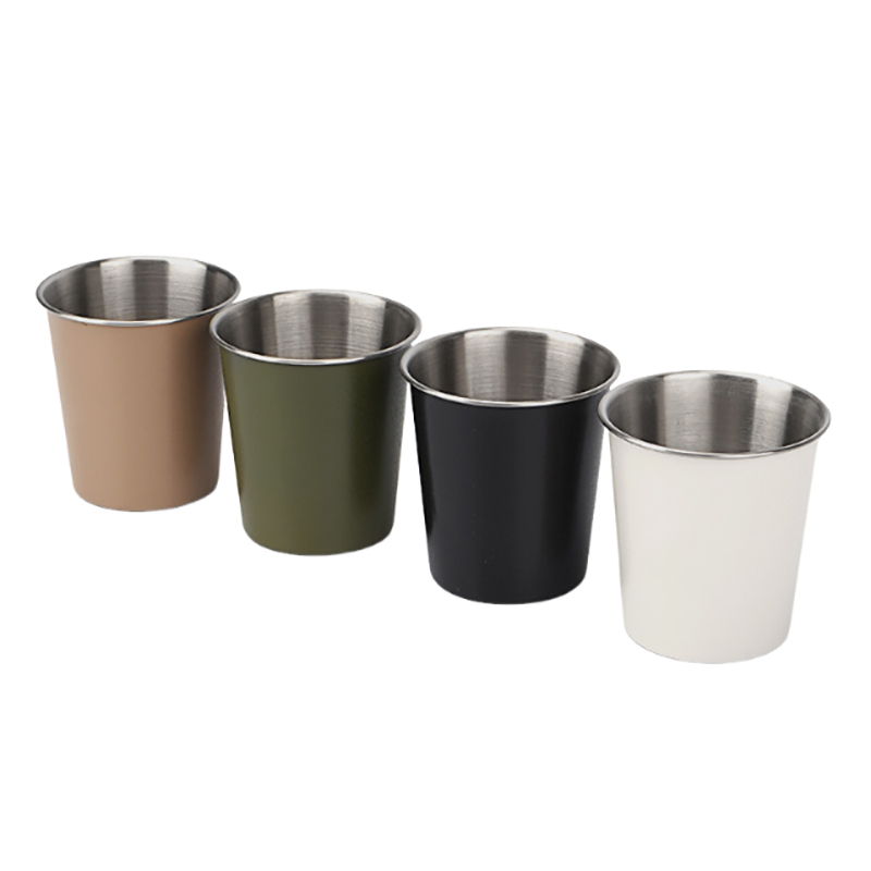 12oz 304 Stainless Steel Stackable Drinking Cup, Reusable Single-Wall Metal Camping Mug with Rolled Rim and Painted Exterior