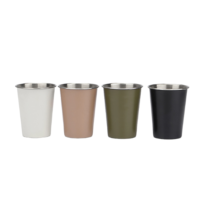 12oz 304 Stainless Steel Stackable Drinking Cup, Reusable Single-Wall Metal Camping Mug with Rolled Rim and Painted Exterior