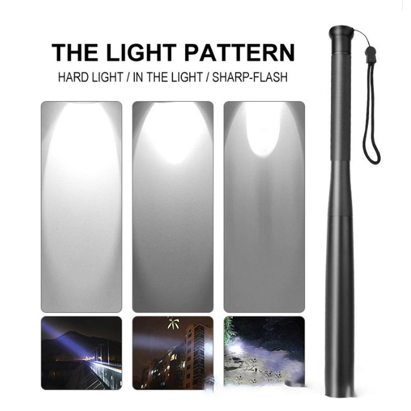  Aluminum Alloy Baseball Bat Shaped LED Flashlight Self Defense Stick