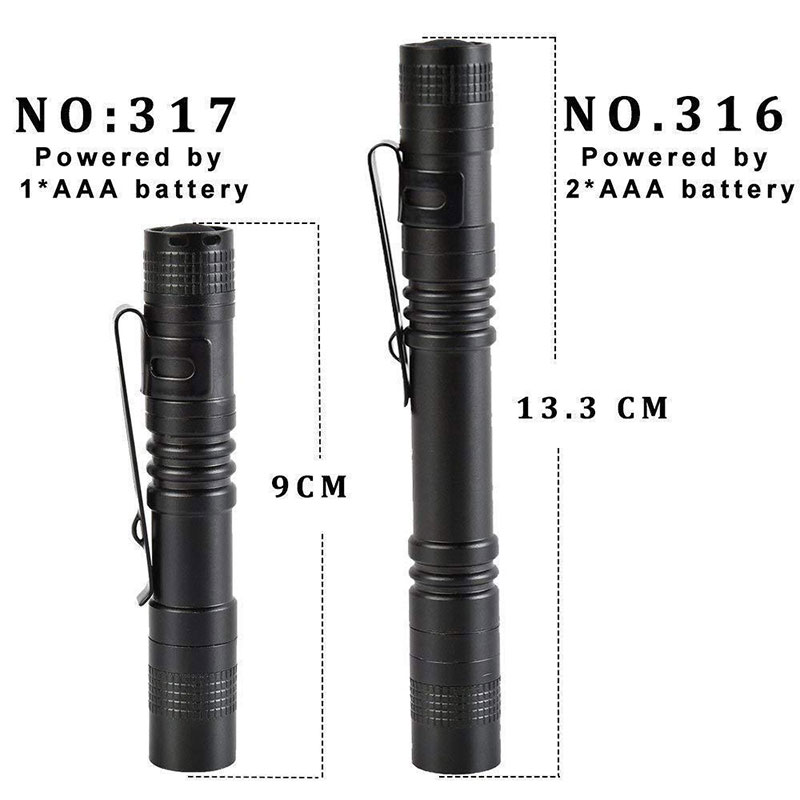 Aluminum Alloy Pen Style LED Flashlight with Pocket Clip