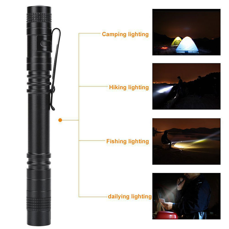 Aluminum Alloy Pen Style LED Flashlight with Pocket Clip