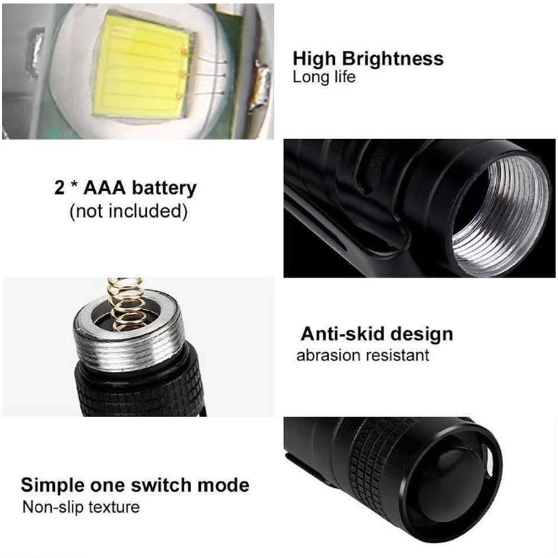 Aluminum Alloy Pen Style LED Flashlight with Pocket Clip
