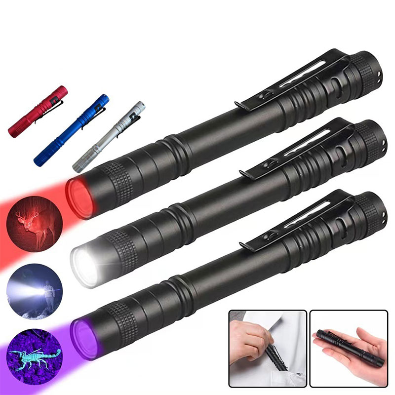 Aluminum Alloy Pen Style LED Flashlight with Pocket Clip