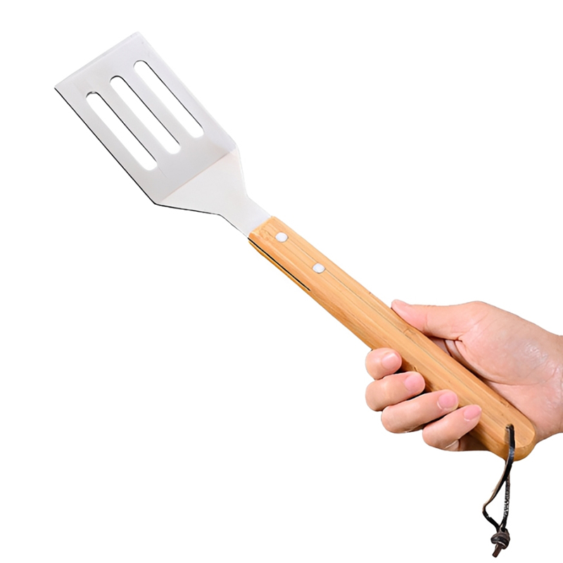 Custom 5-Piece Stainless Steel BBQ Grilling Tool Set with Storage Bag for easy carrying.