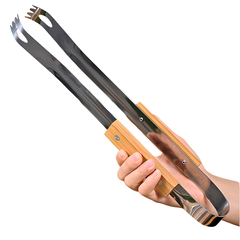 Custom 5-Piece Stainless Steel BBQ Grilling Tool Set with Storage Bag for easy carrying.