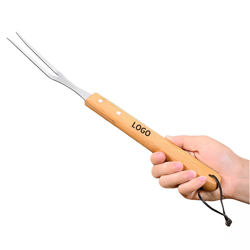 Custom 5-Piece Stainless Steel BBQ Grilling Tool Set with Storage Bag for easy carrying.