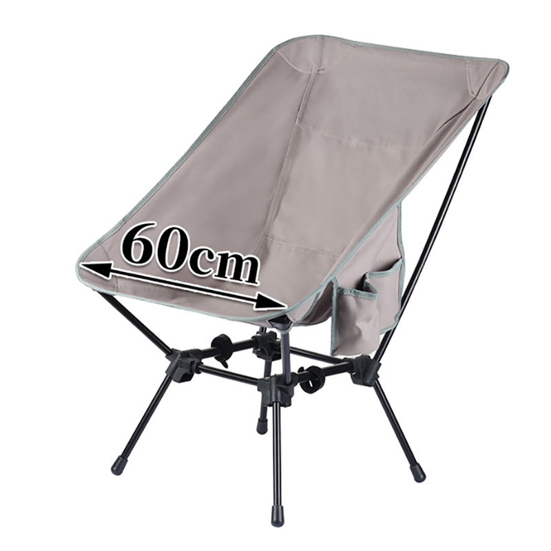Portable Oversized Square Folding Moon Chair Camping Chair with High Back, Adjustable Height, Carbon Steel Frame and Side Pockets