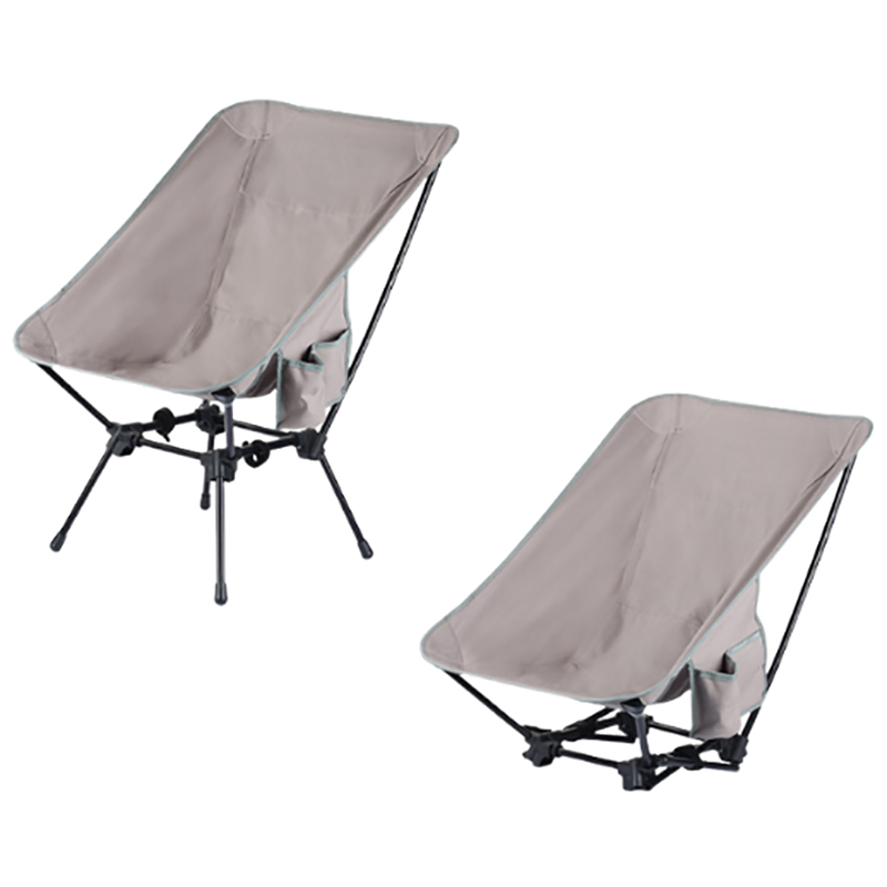 Portable Oversized Square Folding Moon Chair Camping Chair with High Back, Adjustable Height, Carbon Steel Frame and Side Pockets