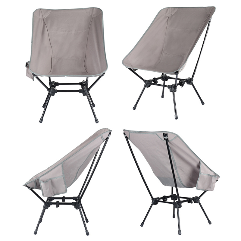 Portable Oversized Square Folding Moon Chair Camping Chair with High Back, Adjustable Height, Carbon Steel Frame and Side Pockets