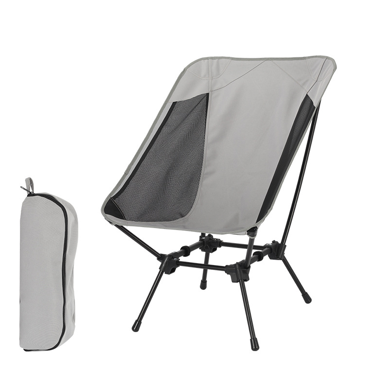 Portable Oversized Square Folding Moon Chair Camping Chair with High Back, Adjustable Height, Carbon Steel Frame and Side Pockets