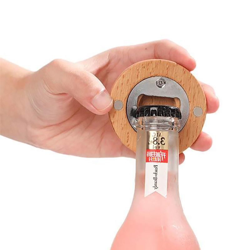 Creative Solid Wood Round Bottle Opener - Thickened Anti-Crack Tool