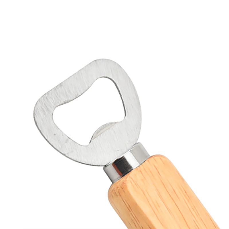Natural Wooden Handle Stainless Steel Bottle Opener With A Comfortable Grip, Size in 1.65