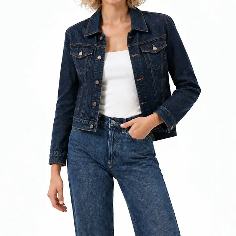 Women's Washed Denim Cropped Jacket